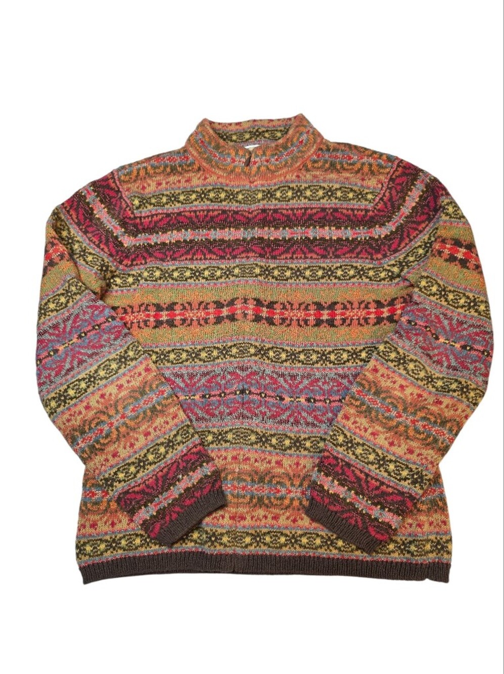Talbots Petite Multicolor Zippered Cardigan Sweater